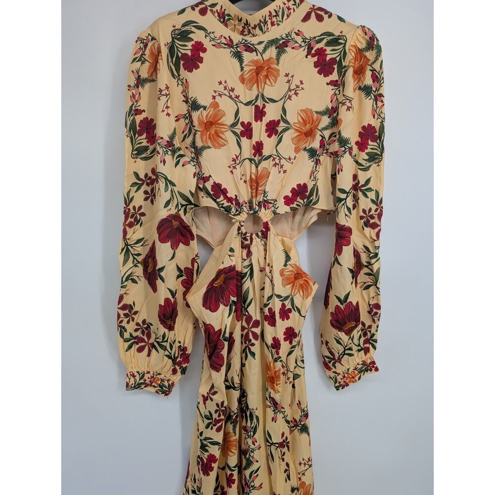 NWT Farm Rio x Anthropologie Long-Sleeve Cutout Maxi Dress Size L Yellow #8A553 - Picture 6 of 13